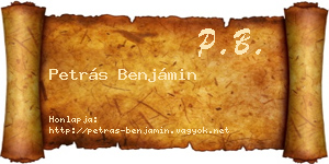 Petrás Benjámin névjegykártya